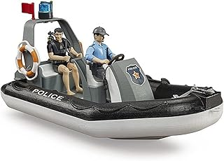 Bruder 62733 bworld Police Boat with Rotating Beacon Light, 2 Figures and Accessories