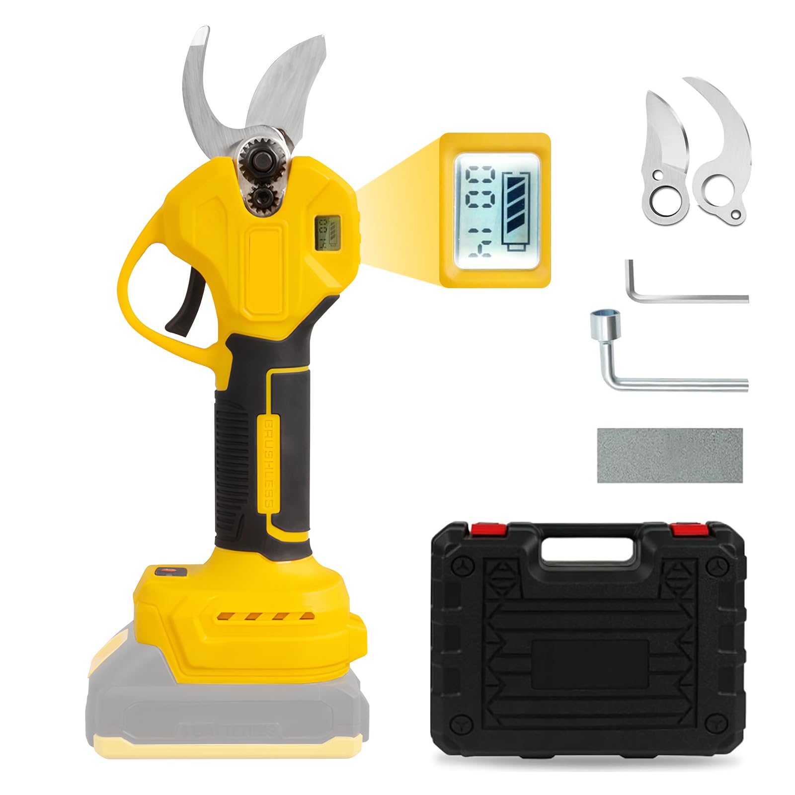 Tijeras de Podar Eléctricas, 45 mm Tijeras Eléctricas Podadora Electrica | Tijeras de Podar con Baterías Brushless Compatible con Dewalt 20V Batería, LCD Display para Jardinería (Sin batería)