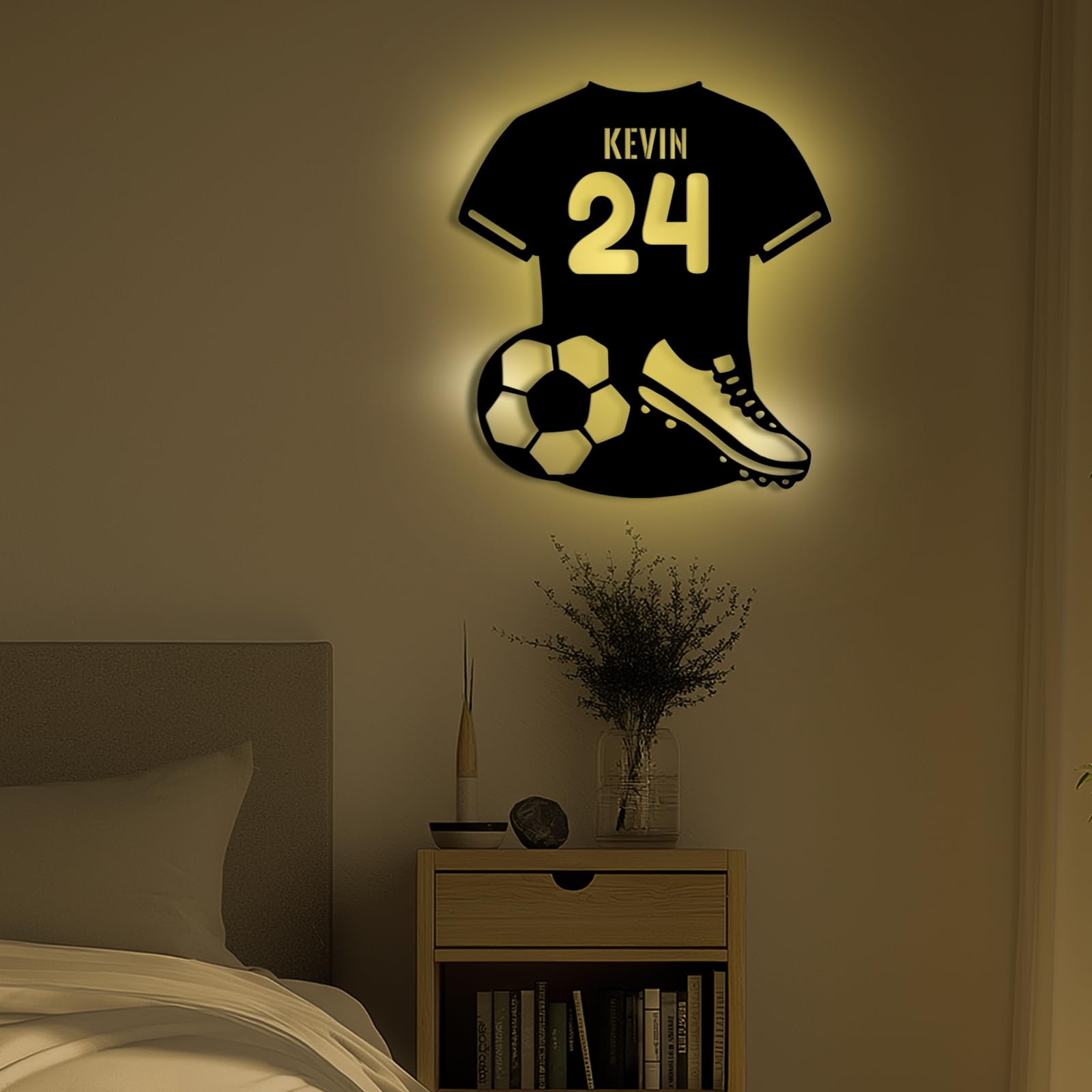 Panneau néon LED Personnalisé en Jersey de Football pour Décoration Murale, 16 Couleurs de Lumière avec Télécommande, Décoration Chambre, Sportive, Fête, Bar, Cadeau Fan de Football