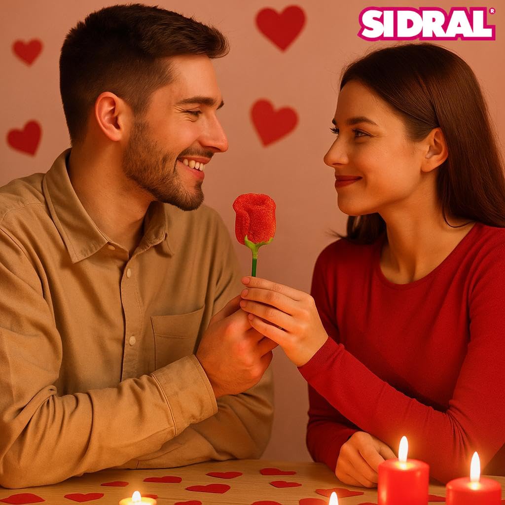 SIDRAL - Sant Jordi Rosas Pectina Pack de 15 - Golosinas en forma de Rosas, Golosinas para San Valentín - (PECTINA) - 4