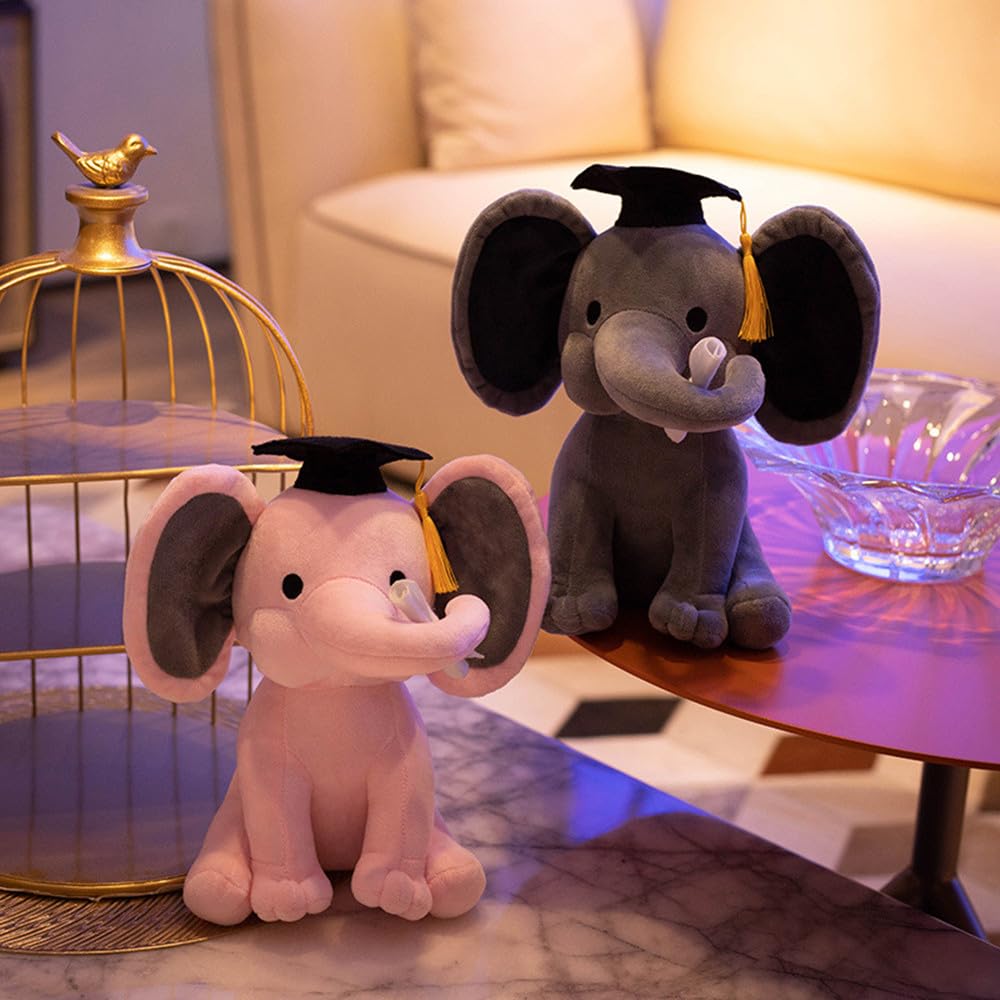 Tikwisdom Stuffed Animals, Elephant, Graduation Elephant with Diploma Tasseled Hat, Large Plush Elephant - Image 3