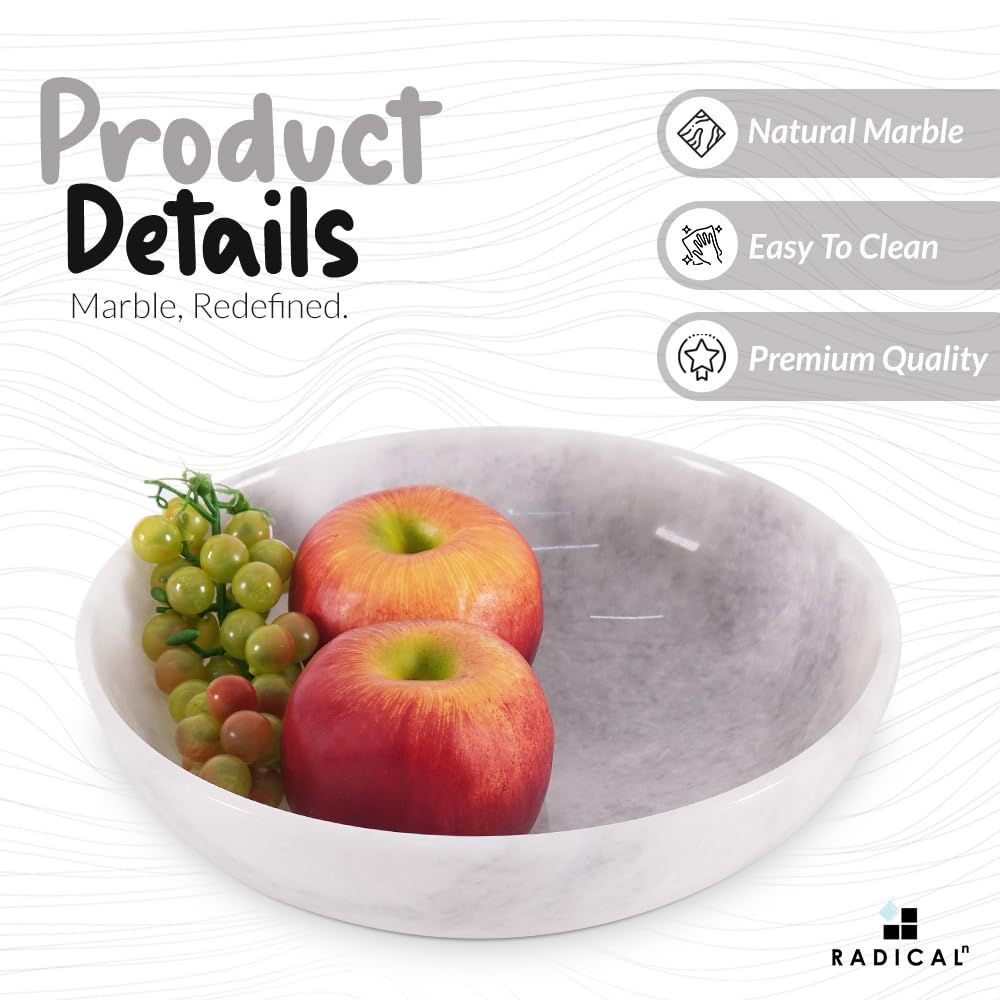 Amazon | Radicaln 大理石フルーツボウル 10インチ ホワイト キッチン