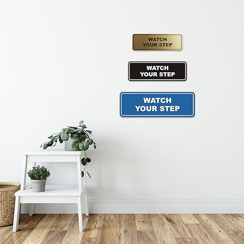 Miniatura 4 de Signs ByLITA Standard Watch Your Step - Letrero de pared o puerta  Señalización de salud y seguridad (oro negro)  Mediano (paquete de 1)