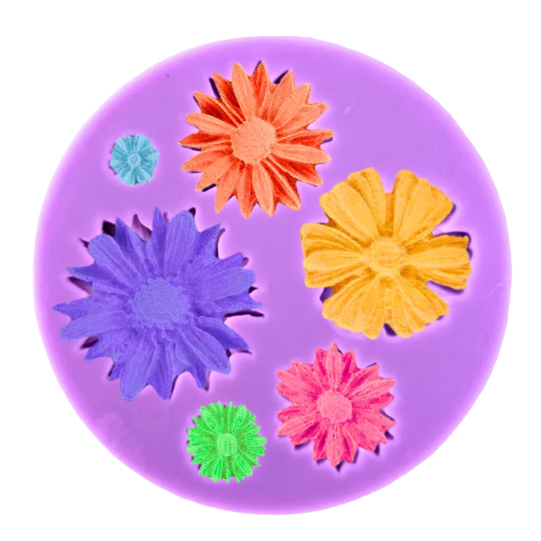 HUSAINI MART | 1pc 6 Cavity 3D Silicone Daisy Flower Chocolate Mould Gum-Paste, Fondant,DIY Baking,Cake Decorating,Pastry,Cookie,