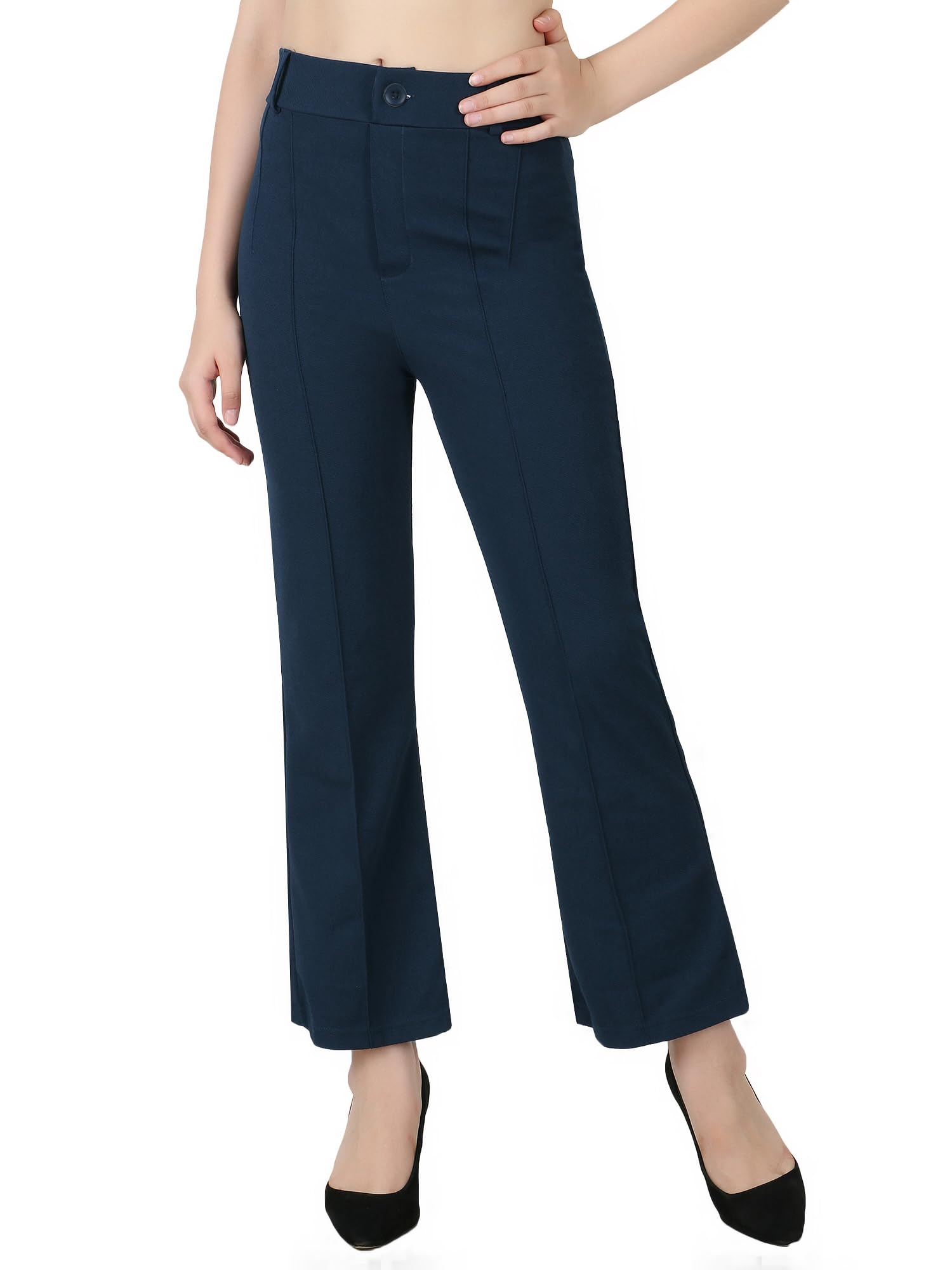 COREFABWomen's High Waist Bell Bottom Trouser & Regular Use Trousers for Casual Office Work Wear