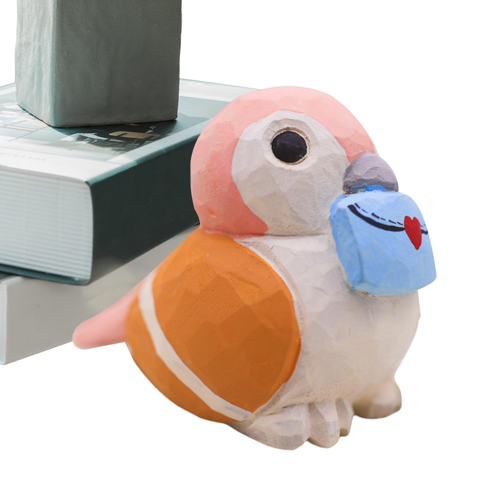 Amazon.co.jp: 彫刻された木製の鳥の装飾品工芸品、鳥の置物像の装飾
