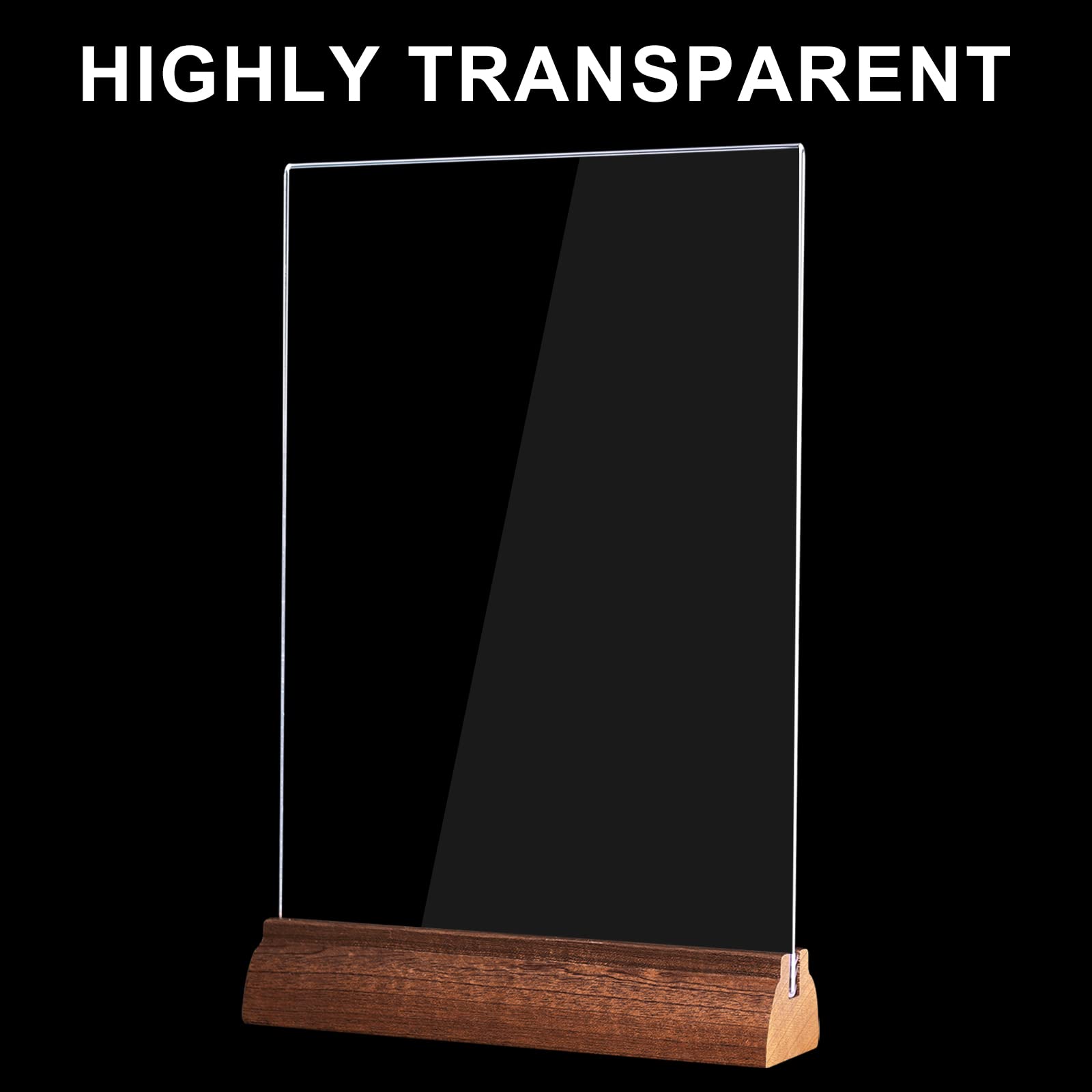 Lot de 10 Présentoir de Table A5 en Bois, Plexi Support Menu en Acrylique, Porte Menu A5 pour Restaurants, Hôtel, école, Bureau