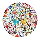 eeBoo: Piece and Love Blue Bird Yellow Bird 500 Piece Adult Round Jigsaw Puzzle, Jigsaw Puzzle for Adults and Families, Includes Glossy and Sturdy Pieces