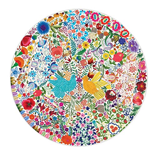 eeBoo: Piece and Love Blue Bird Yellow Bird 500 Piece Adult Round Jigsaw Puzzle, Jigsaw Puzzle for Adults and Families, Includes Glossy and Sturdy Pieces
