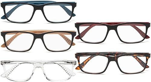 Miniatura 7 de Eyekepper 5 pares de lentes de lectura clásicos con marco rectangular para hombre y mujer