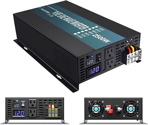 Miniatura 6 de WZRELB Inversor de corriente de onda sinusoidal pura de 2500W 24VDC 120VCA, RV, inversor de coche, pantalla LED