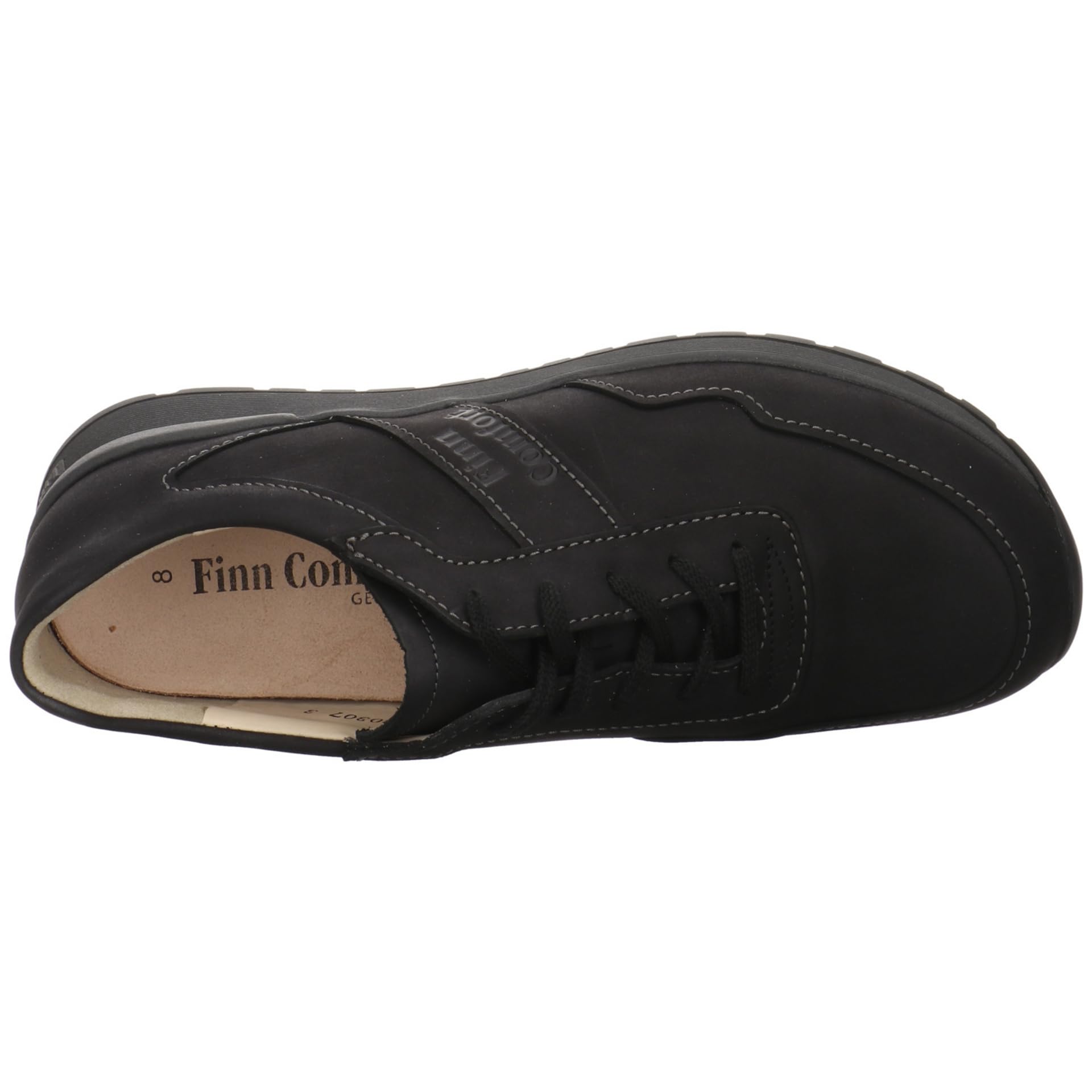 Finn Comfort Prezzo Scarpe basse da uomo con lacci, in pelle nabuk, per il tempo libero, eleganti, tinta unita Prezzo con lacci, larga, nubuck da uomo, Nero , 47 EU