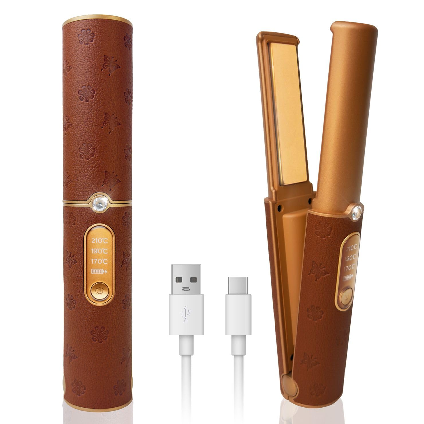 Lisseur Sans Fil Mini de Voyage, 2-en-1 Lisseur et Boucleur