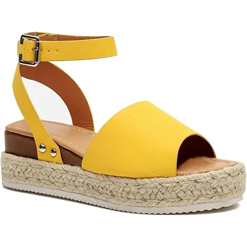 Sandals Women Comfortable Walking Open Toe Ankle Strap Espadrilles Platform Wedge Sandals Casual Summer Dress Shoes