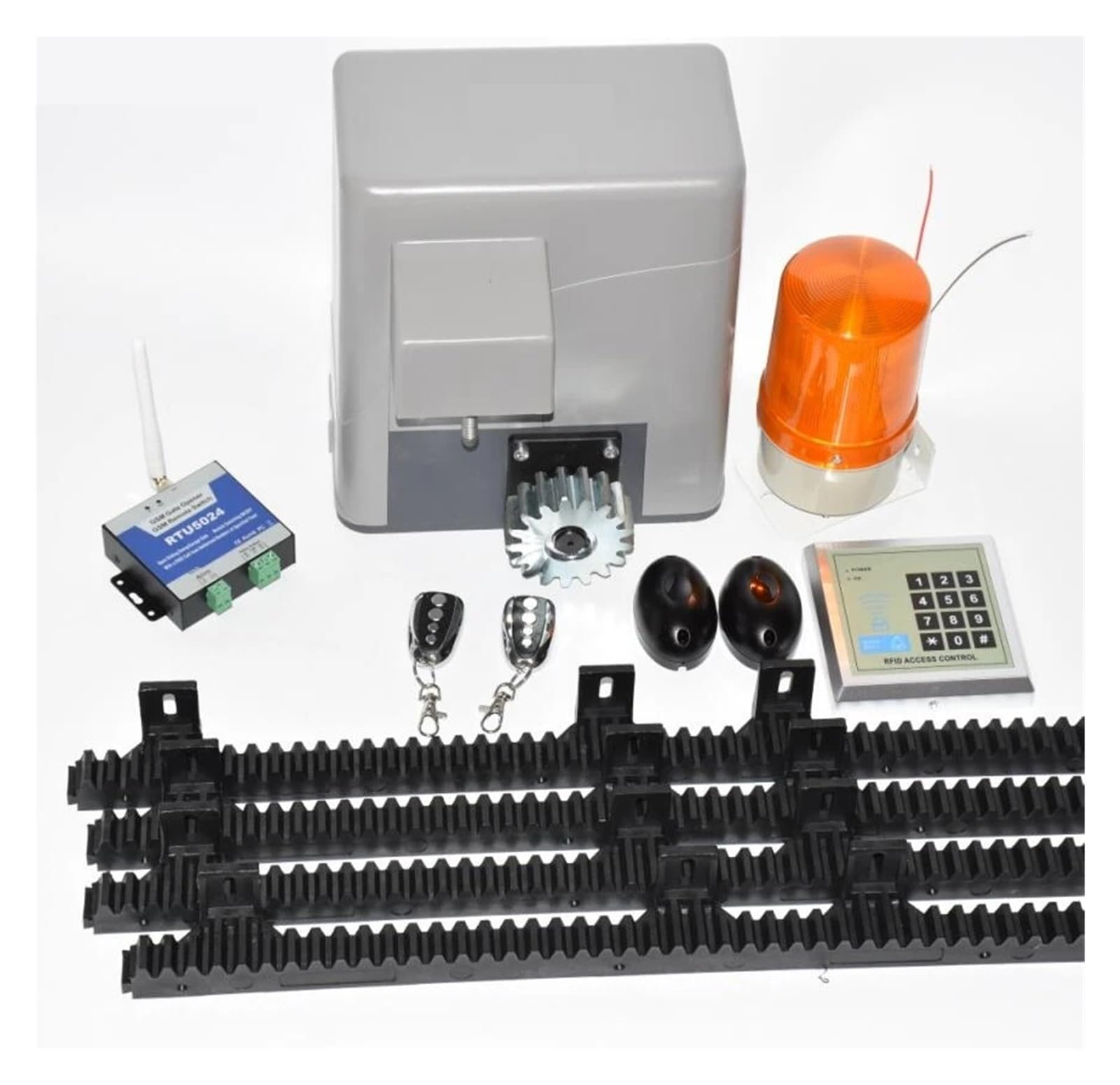 Rsgxlfqzvak 1 Automatic Gate Opener, Electrical Automatic Sliding Gate Door Opener Motor 600Kg 4 Keyfobs 5M/6M Racks Keypad Lamp Sensor(1)