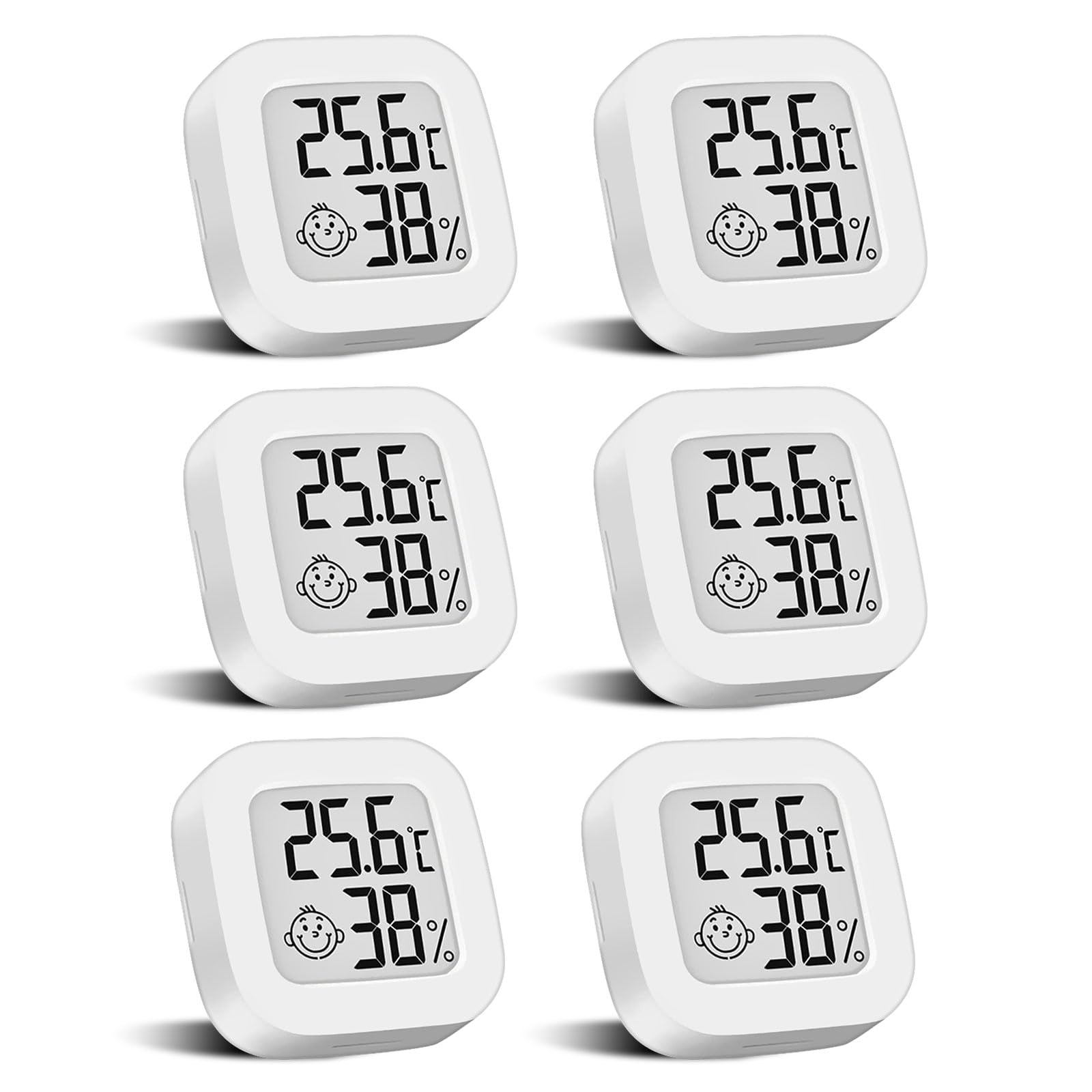 4 Stück Mini Digital Thermometer Mit Schalter, LCD Hygrometer Temperatur Innen Kabelloses, Luftfeuchtigkeit Meter Hochgenauer Temperatursensor Display in ℉/℃ für Babyzimmer Innenraum Büro
