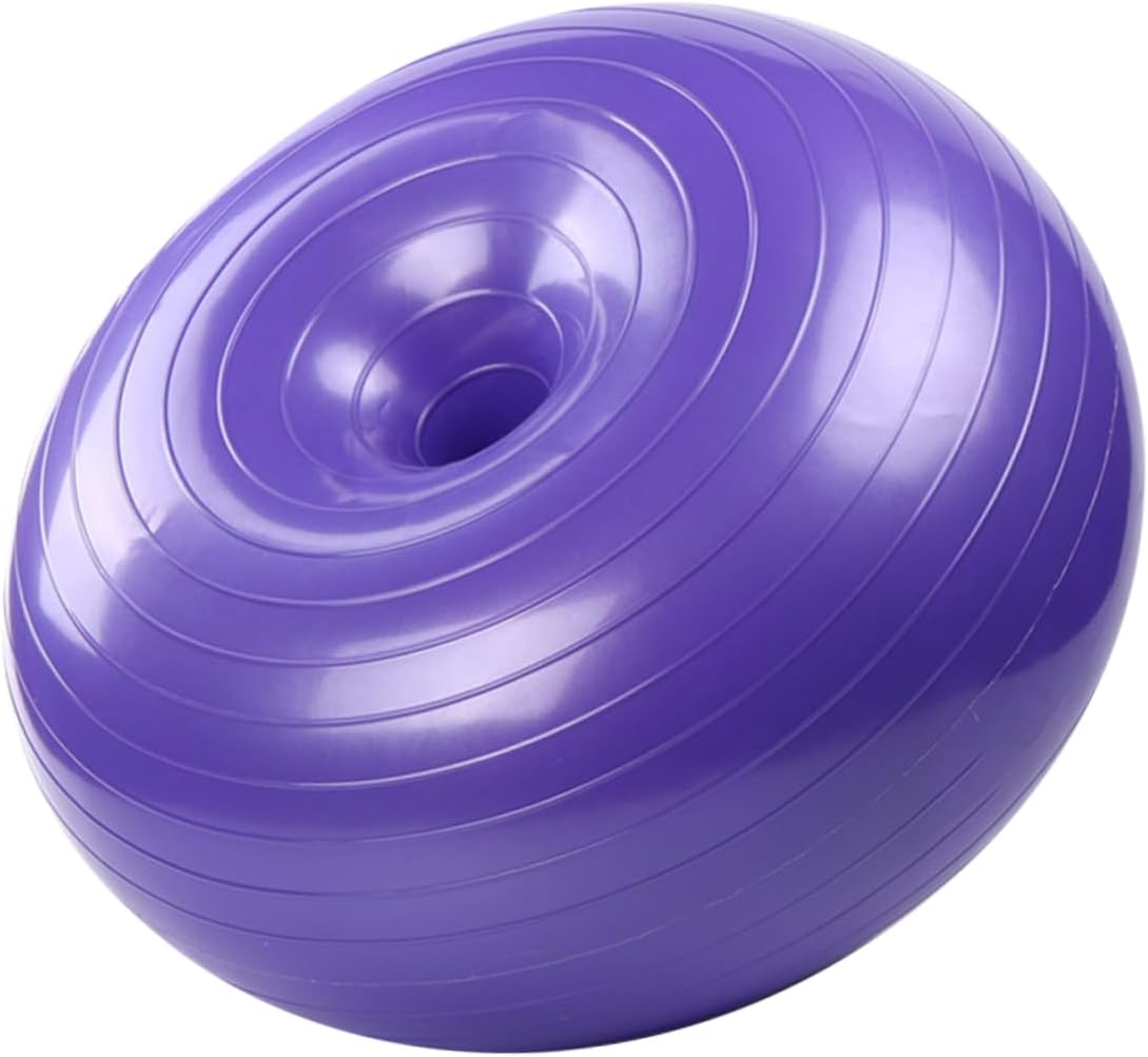 Inflatable Donut Yoga Ball Thick Explosion-Proof PVC Fitness Ball with Air Pump for Home Workout and Flexibility