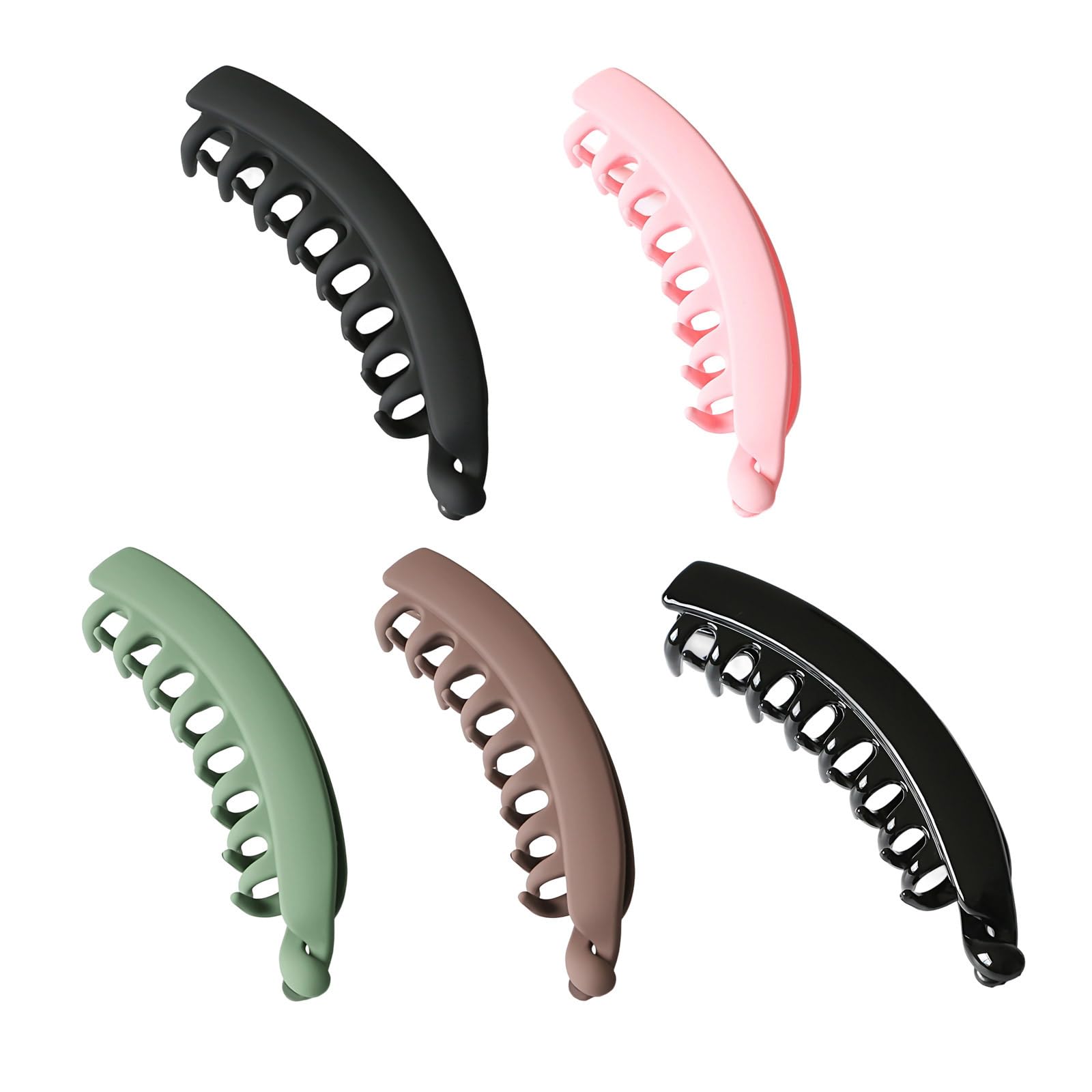 YUXITA 5Pcs Vintage Leopards Print Banana Hair Clip For Women Nonslip Grip Practical Hairs Accessories For Thin Hair