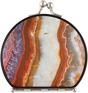 Marble Stone Texture Abstract Agate Background Compact Makeup Mirror, Twin-Sided Cosmetic Mirror with 2 x 1x Magnification, Buckle Folding Mini Pocket Portable Hand Mirror