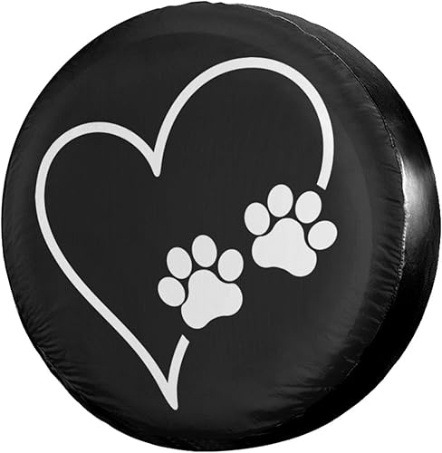 Foruidea Paws - Cubierta de neumático de repuesto para perro, gato, corazón, a prueba de polvo, para remolque, RV, SUV y muchos vehículos, 16