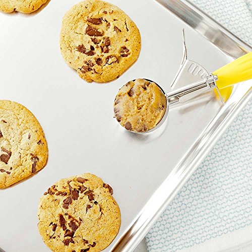 Image of Restaurantware Met Lux 2 Ounce Portion Scoop 1 Trigger Release Cookie Scoop - With Yellow Handle Stainless Steel Disher For Portion Control Scoop Cookie Dough Cupcake Batter Or Ice Cream