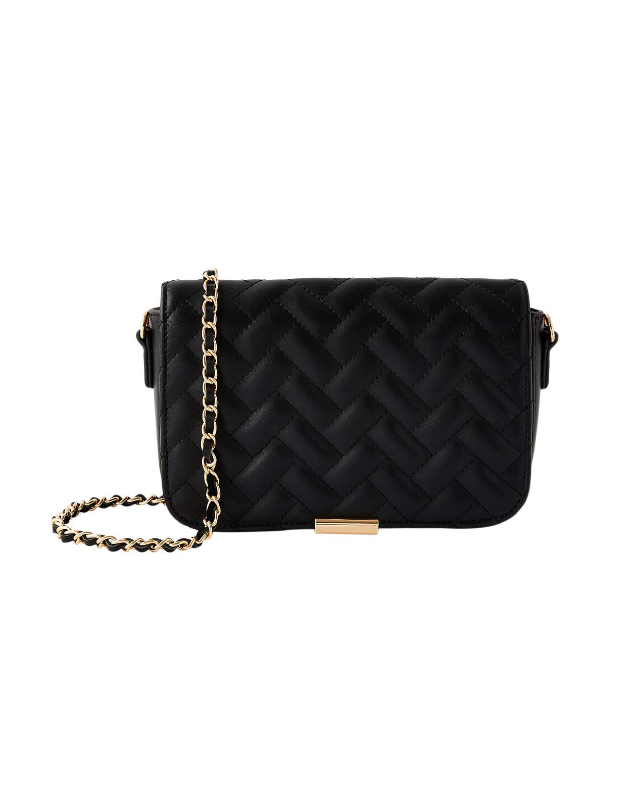 Accessorize London Womens Faux Leather Black Quinn Quilted Woven Chain Sling Bag (B08YQX848T) Amazon Price History, Amazon Price Tracker
