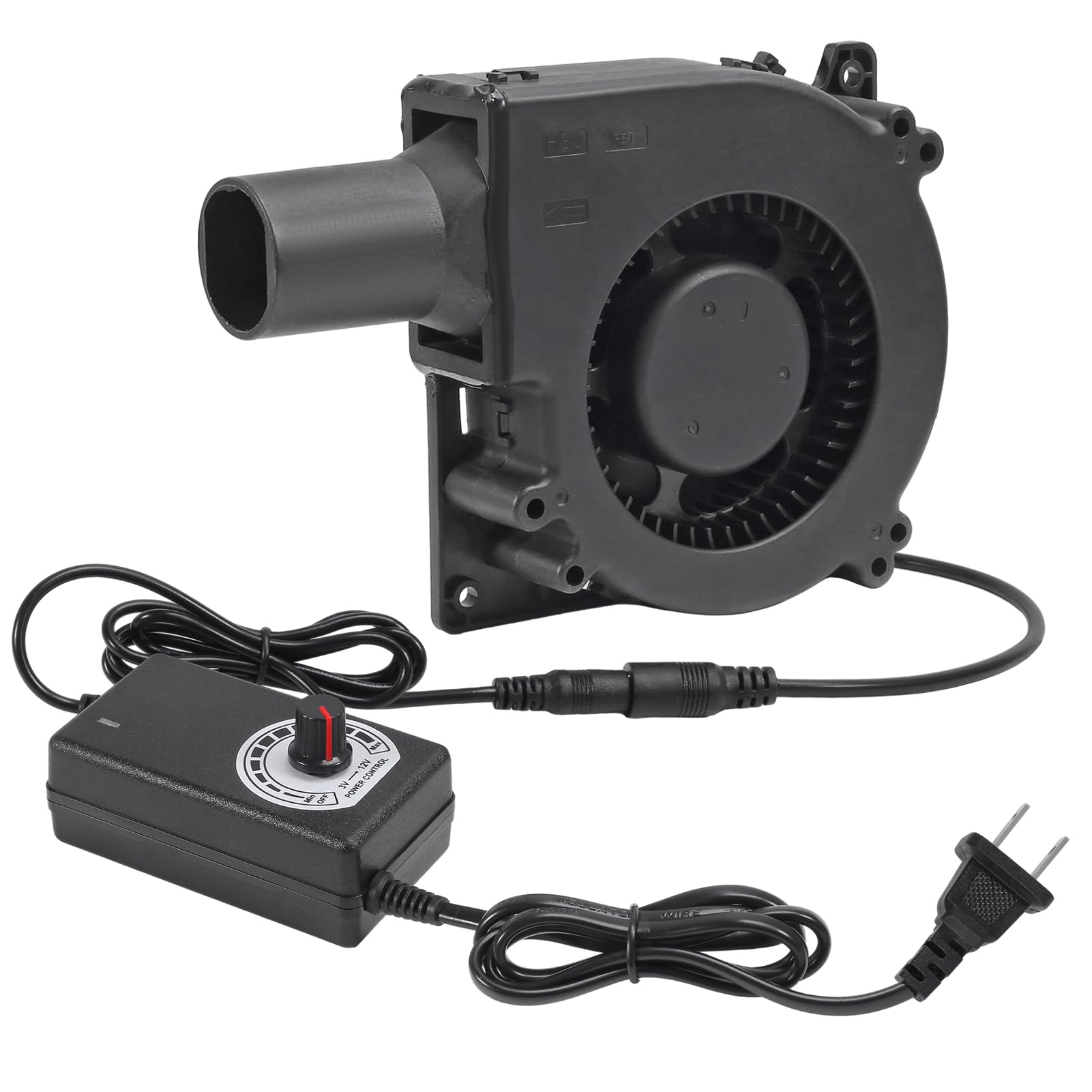 120mm 12V BBQ Blower Fan ,120mm x 32mm Dual Ball Blower Fan 12V with 110v - 240v AC Plug Variable Speed Controller for Ventilation,Outdoor Barbecues