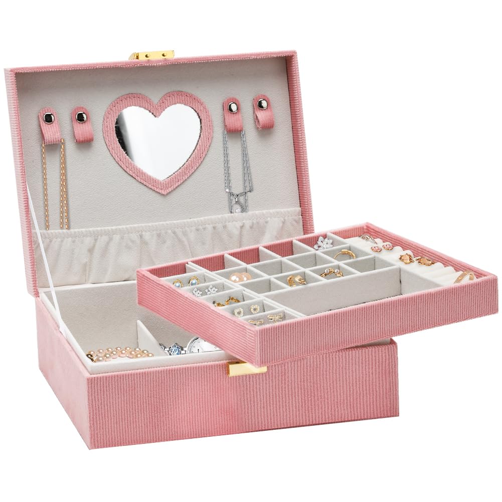 Boîte à bijoux pour bracelets et colliers, coffret de rangement double niveau