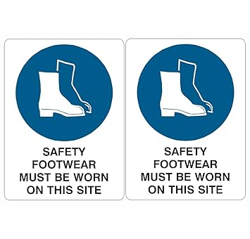 CVANU Safety Footwear Must Be Worn On This Site Sign Sticker Self Adhesive PVC Vinyl (Pack of 20)