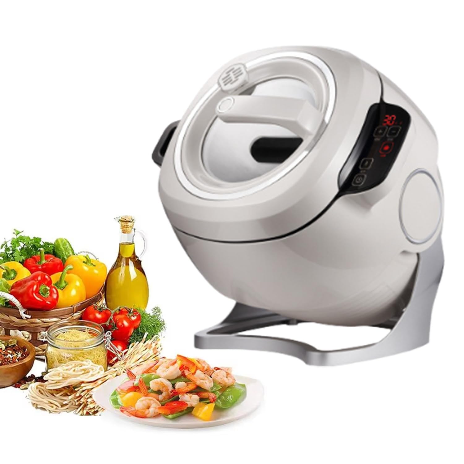 Mescolatore Automatico per Pentole, Con Pentola Interna in Acciaio Inossidabile E Pannello Touch Intelligente, Regolazione Del Fuoco a Tre Velocità, 1 a 99 Minuti, Per Friggere, Stufare, Cucinare