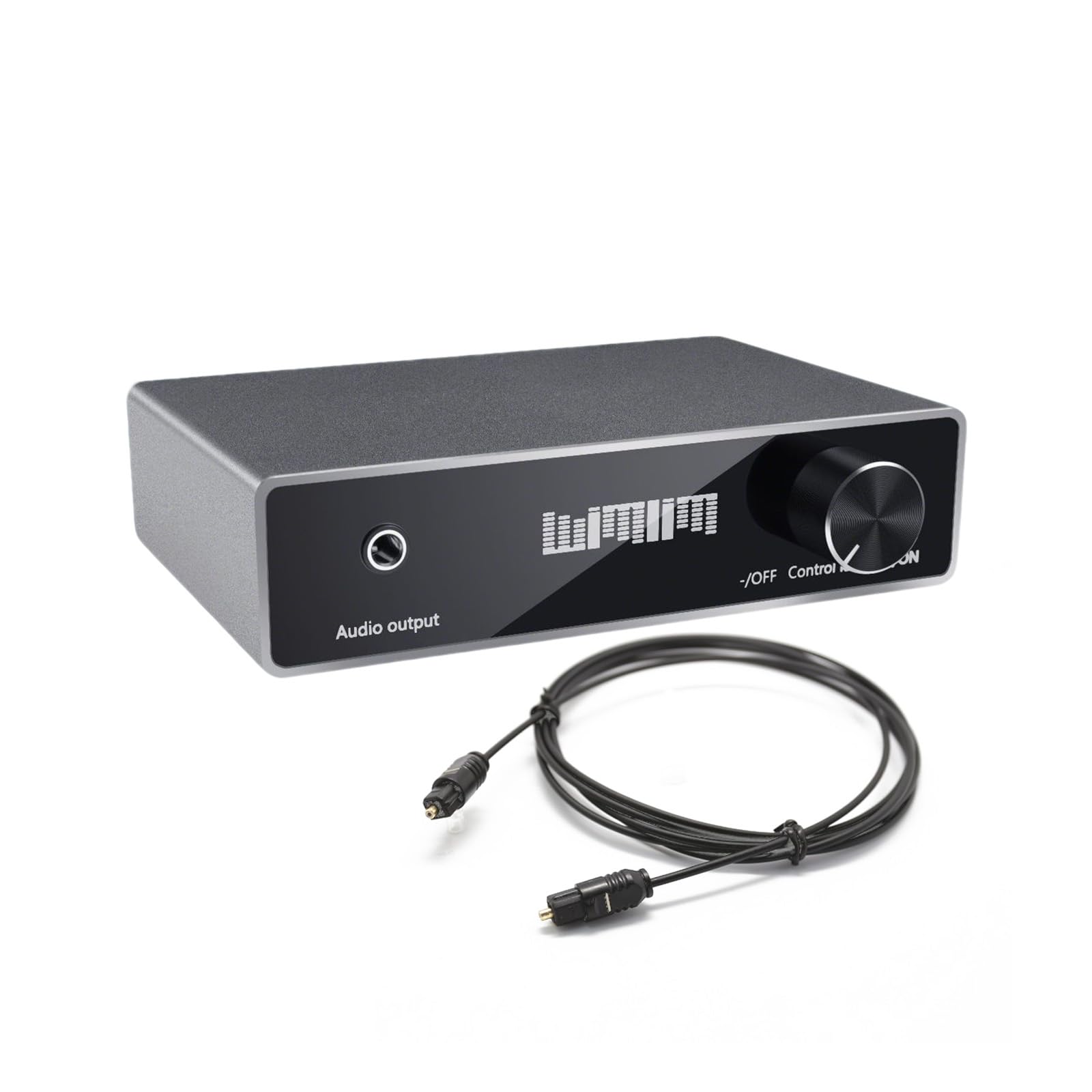 DAC Audio Converter with Volume Control - Optical/Coax to RCA/3.5mm Aux Adapter - Premium Silver Aluminum 192KHz 24bit Digital to Analog Audio Decoder