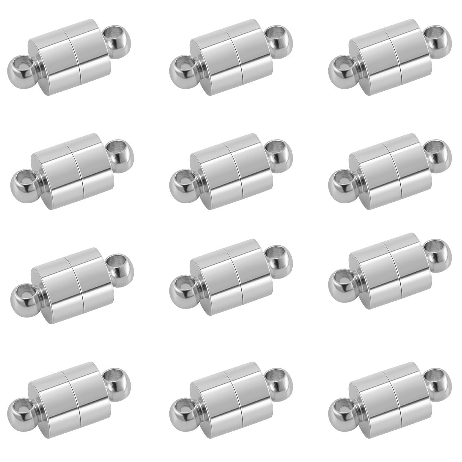 Cierres y cierres magnéticos para collares, cierres magnéticos para hacer joyas, plata 925, paquete de 20 convertidores de collares y pulseras (12 piezas plateadas)