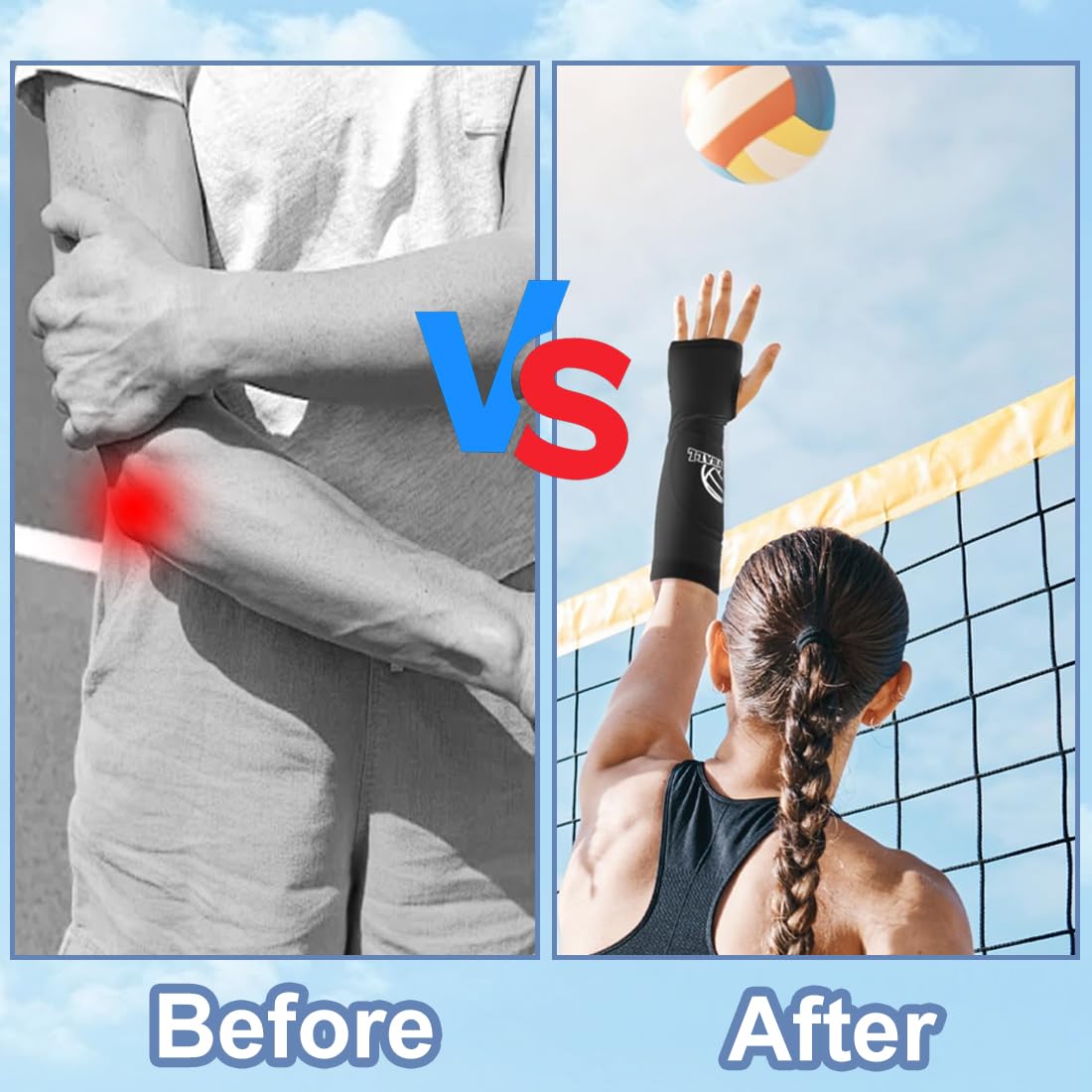 UIEXEA Protectores de Brazo de Voleibol, Antebrazo con Almohadilla de Protección Antideslizante y Orificio para el Pulgar, para Entrenamiento y Partido — view 2