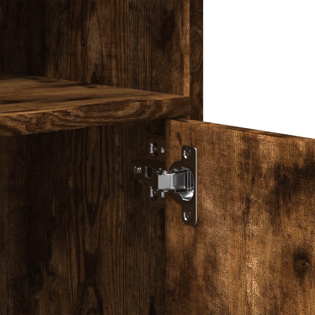 Brokky Armadietto con Ruote Rovere Fumo 60x48x81 cm in Truciolato-Carrello Porta Stampante,Mobiletto con Ruote,Supporto per Stampante in Legno,Classificatore per Documenti per Studio,Ufficio
