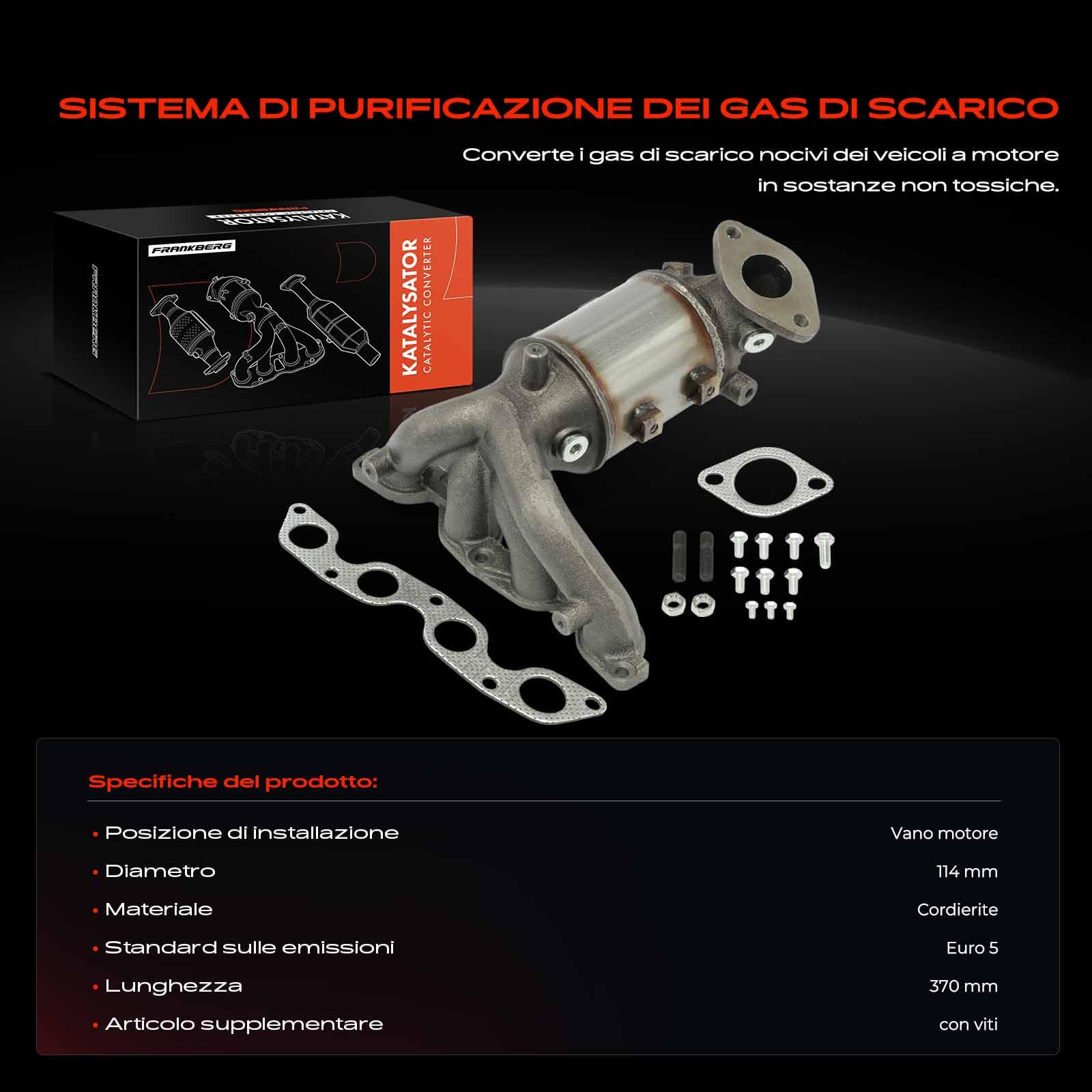 Frankberg Catalizzatore Collettore Benzina Compatibile con i20 PB PBT 1.2 Rio III UB 1.25 CVVT Rio III UB 1.2 CVVT Rio III Berlina UB 1.25 CVVT Rio III Berlina UB 1.2 CVVT 2851003210,2851003AP2