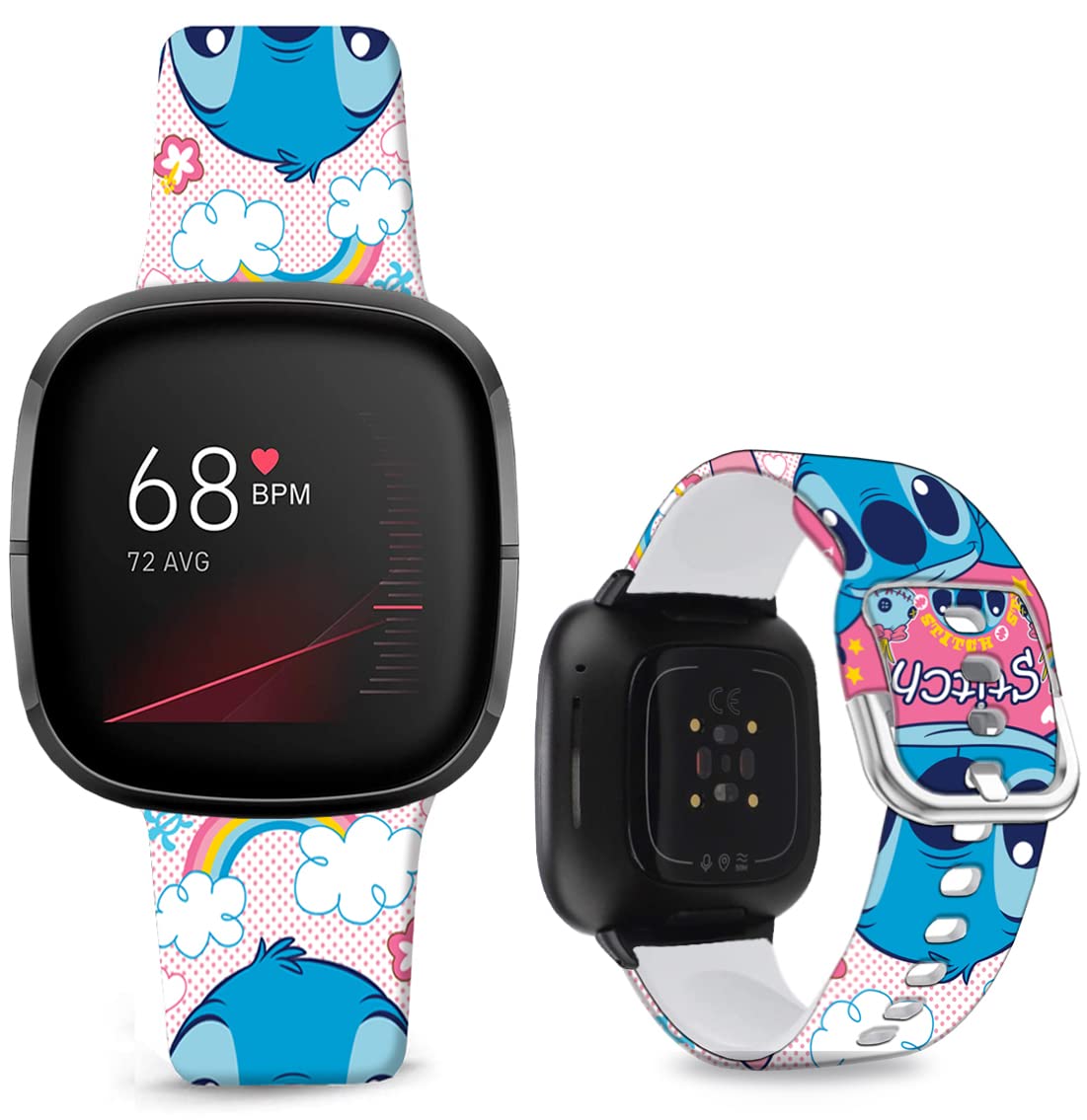 Sjiangqiao Compatible with Fitbit Sense/Versa 3/4 Bands Silicone Soft Stitch Cartoon Band for Men Women — image 1