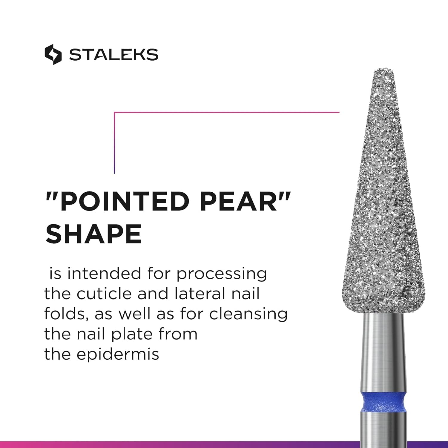 STALEKS PRO Expert Diamond Nail Drill Bit (Sharp Pear, Blue) β Medium Abrasiveness for Cuticle, Sidewall, Epidermis Cleansing & Versatile Hardware Manicure/Pedicure 3