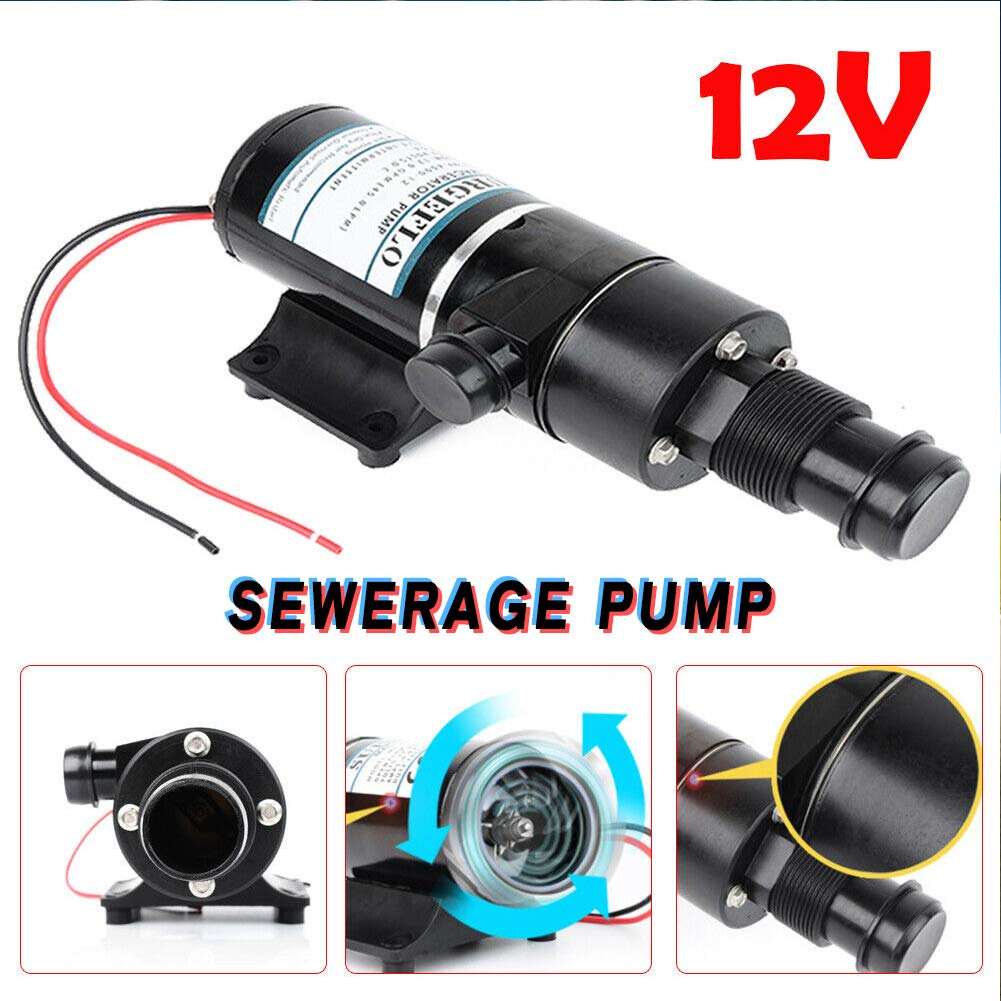 Water Pump TBVECHI 12V RV Mount Macerator Waste Water Pump 45LPM Boat RV Marine Boat Sewerage Pump Sanitation Waste Water Pump