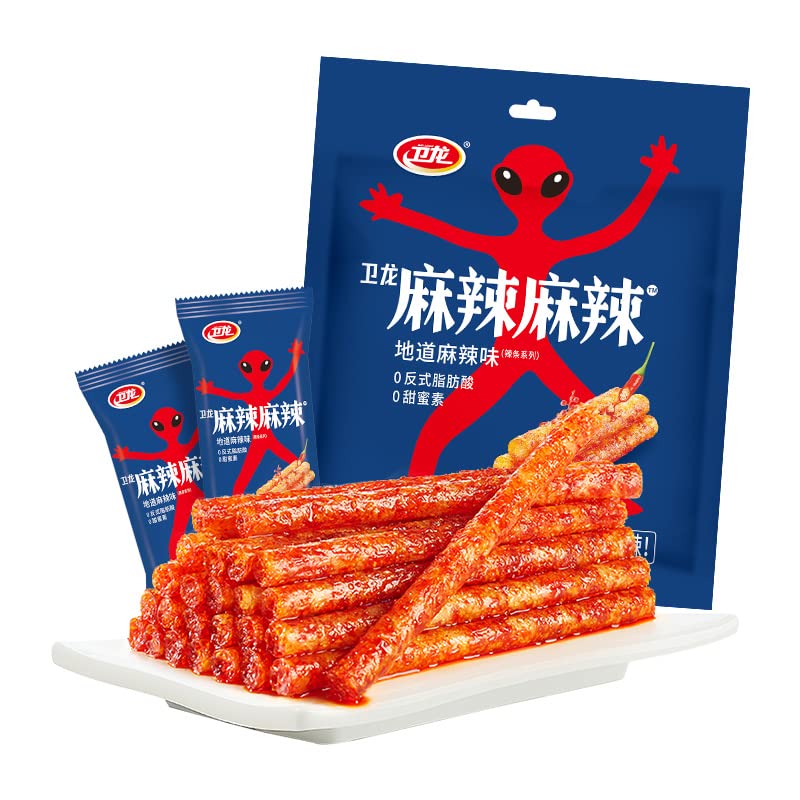 Weilong Hot Stick Spicy Bar, Small Gluten, LaTiao,Spicy Strip, Sweet Spicy Flavor Chinese Snack, Delicious Handmade Instant Spicy Snacks,Spicy strips Big gift bag (Slightly spicy,6 bags (108g))