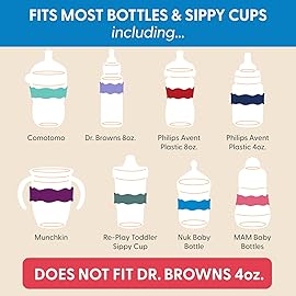 InchBug Orbit Labels Baby Bottle and Water Bottle Silicone Name Bands - Personalized Reusable Label Set for Daycare, Sippy Cups, Preschool, Elementary School, Dishwasher Safe, 4-Pack (Sea Glass)