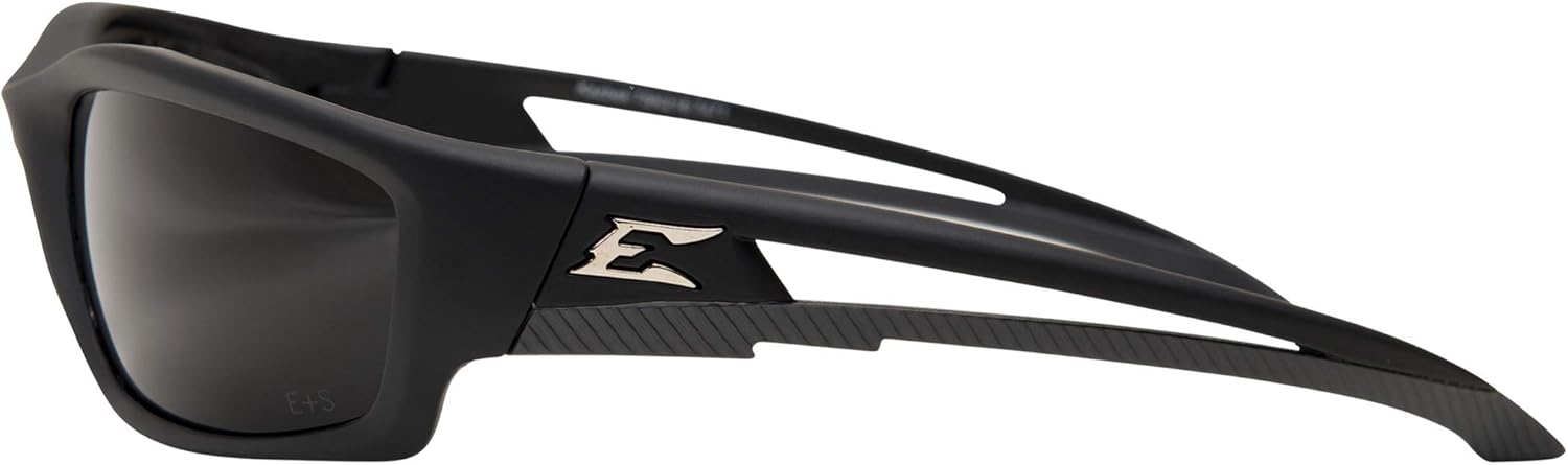 Edge TSK216 Kazbek Polarized Wrap-Around Safety Glasses, Anti-Scratch, Non-Slip, UV 400, Military Grade, ANSI/ISEA & MCEPS Compliant, 5.04" Wide, Black Frame / Smoke Lens