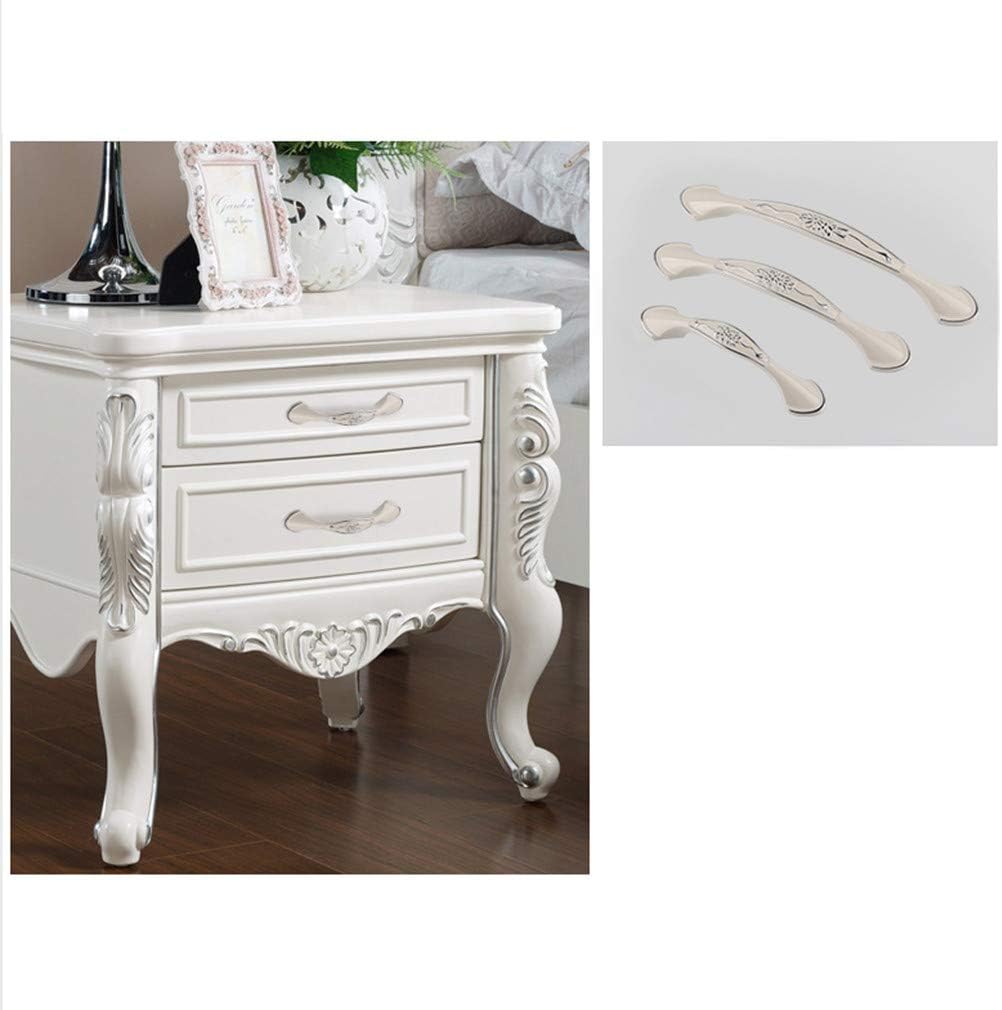 Solid Ivory Cabinet Hardware Handle Pull Lustrous Chrome Silver Flower Dresser Wardrobe Pull - 3.78" (96mm) Hole Centers, 10 Pack, Silver and Ivory