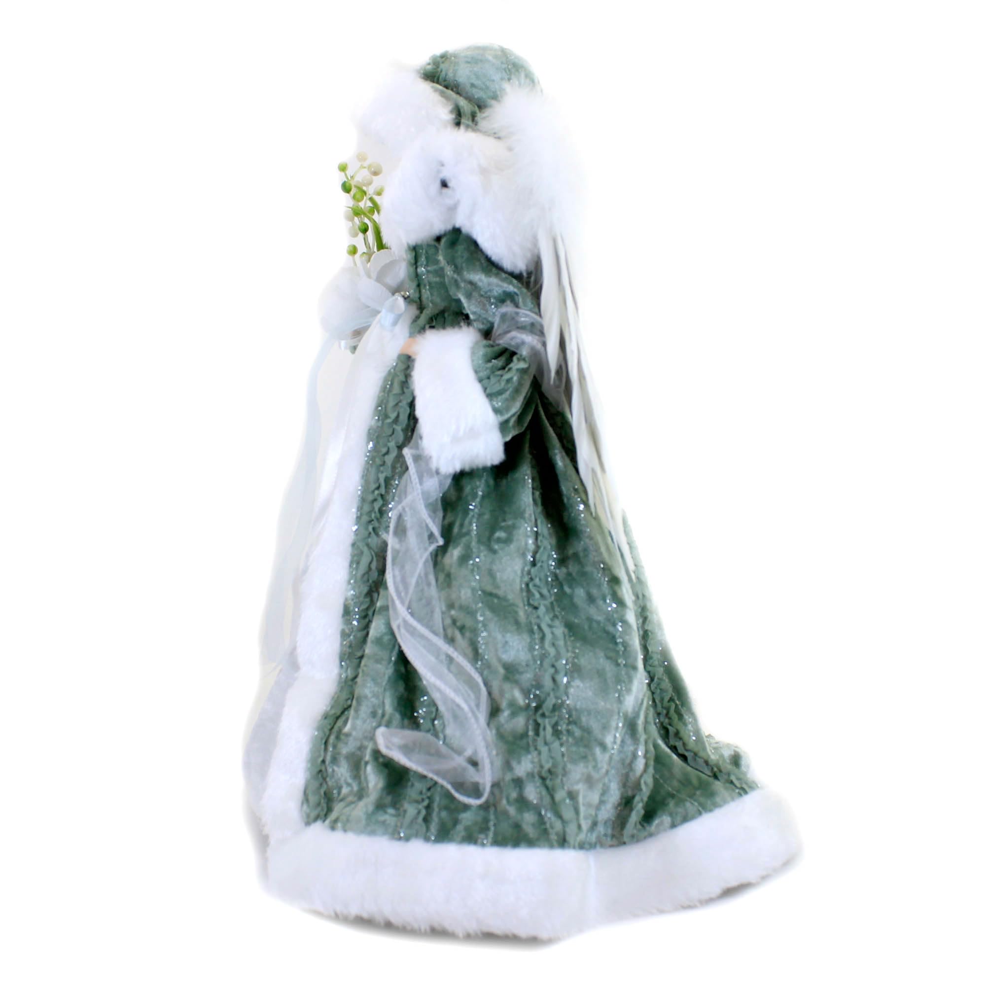 Roman Engel Christbaumspitze Baumspitze mit Samtkleid, grün, weiß, 40,6 cm hoch, Polyester