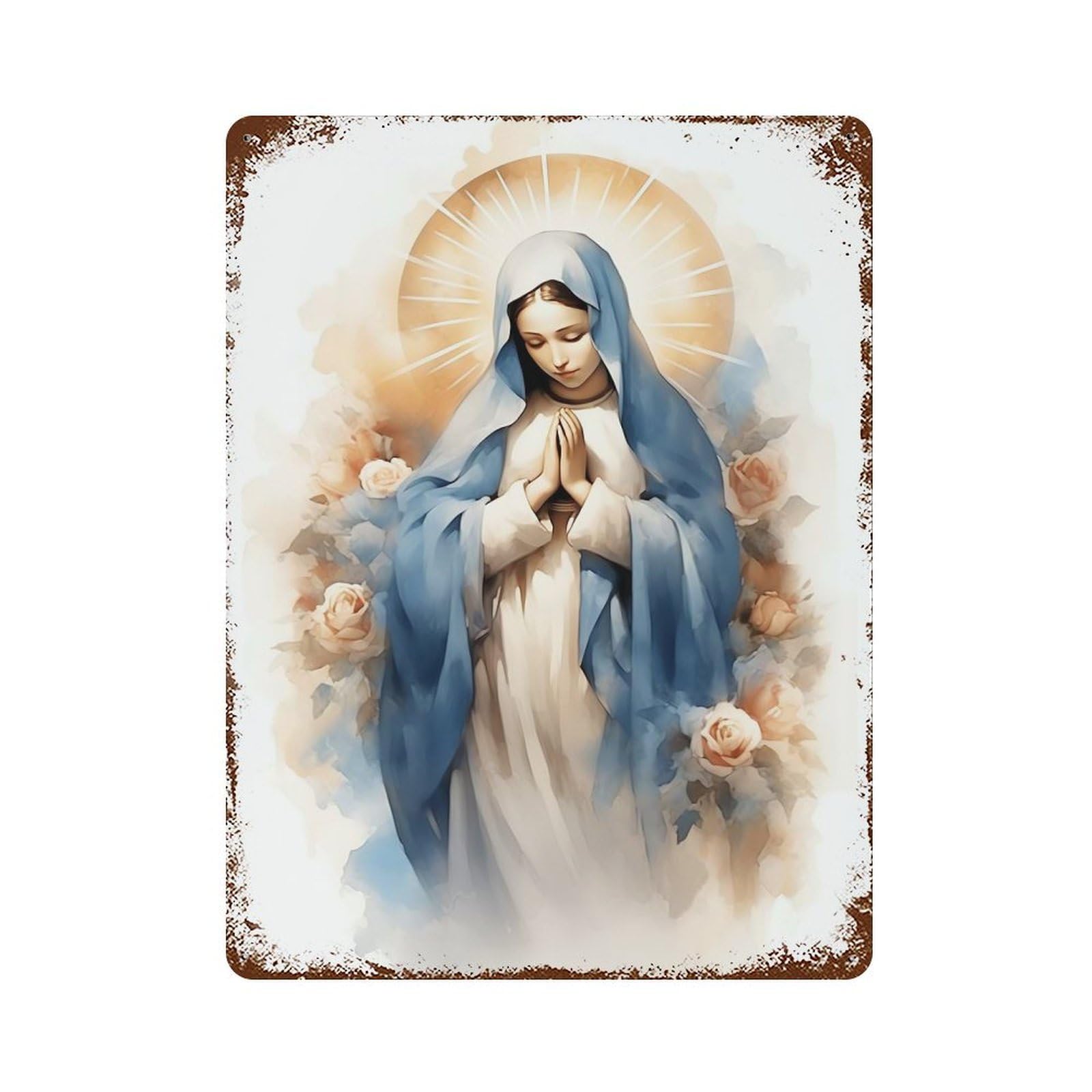 Virgin De Guadalupe Painting Rusty Metal Tin Sign 15.7"x11.8", Industrial Home Decor for Garage, Pub Or Kitchen