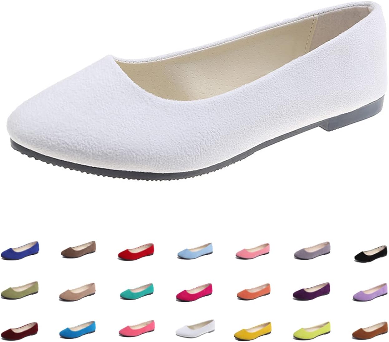 Ballerines Plates Simples Et Décontractées Pour Femme - Couleur Unie Ballerines De Travail Intelligentes Confortables Bout Pointu