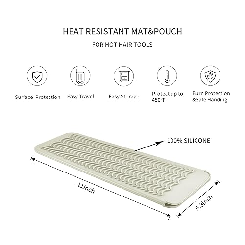 Miniatura 2 de Alfombrilla con bolsa de silicona resistente al calor para alisadora de pelo, plancha de prensado, rizador de pelo, varita para rizar, plancha