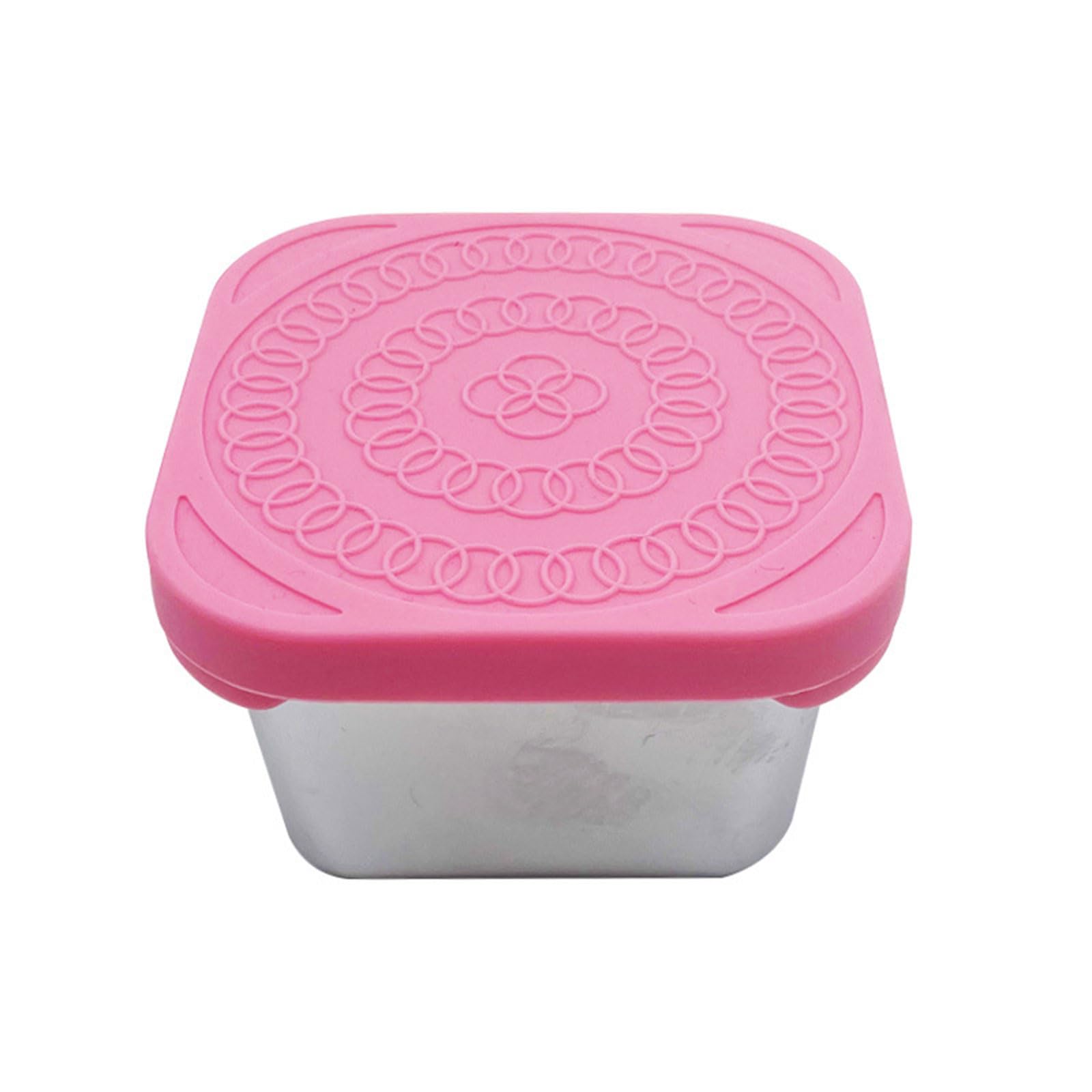 Xinsheinelry 304 Stainless Steel Crisper Lunch Box for Children Silicone Lid Sealed Containers Portable Square Sauce Cup Stainless Steel Crisper Lunch