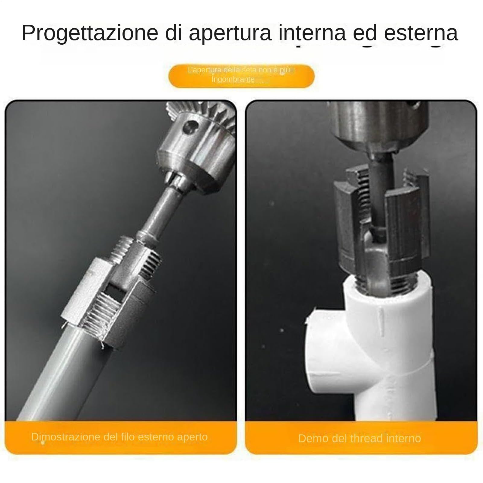 Set Per Filettatura Tubi PVC 2 In 1, Compatibile Con Trapano Elettrico, Specifiche 1/2'' E 3/4''