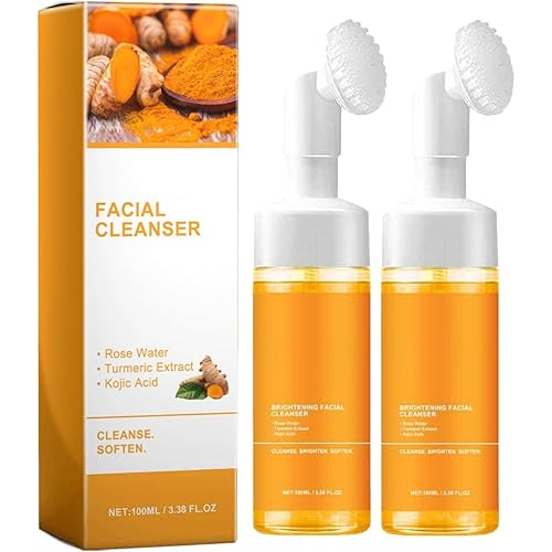 2Pcs Turmeric Facial Cleanser, Foaming Face Wash, Turmeric Face Wash, Turmeric Acid Foaming Cleanser,Turmeric Facial Wash