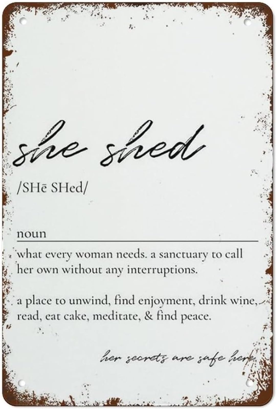 PKNVKZIDK Vintage She Shed Meaning Metal Tin Sign for Entryway Hallway Coffee Shop Home Bar Decor 8 X 12 in